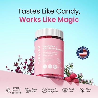 Trybello Anagain™ Hair Growth & Anti-Stress Gummies 3 bottles