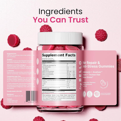 Trybello Anagain™ Hair Growth & Anti-Stress Gummies 3 bottles